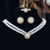 Simple Style Solid Color Imitation Pearl Alloy Women's Rings Earrings Necklace sku image 4