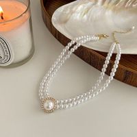 Simple Style Solid Color Imitation Pearl Alloy Women's Rings Earrings Necklace main image 5