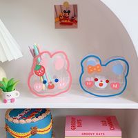 Creative Cartoon Student Desktop Pen Holder Soft And Adorable Bear And Rabbit Multifunctional Office Stationery Acrylic Transparent Storage Container main image 3
