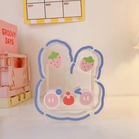 Creative Cartoon Student Desktop Pen Holder Soft And Adorable Bear And Rabbit Multifunctional Office Stationery Acrylic Transparent Storage Container sku image 1