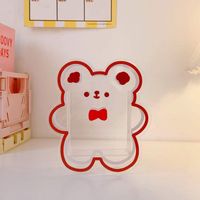 Creative Cartoon Student Desktop Pen Holder Soft And Adorable Bear And Rabbit Multifunctional Office Stationery Acrylic Transparent Storage Container sku image 2