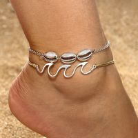 New Jewelry Fashion Creative Alloy Rice Bead Woven Shell Multi-layer Anklet sku image 2