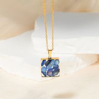 Sweet Simple Style Square Stainless Steel Natural Stone Epoxy Plating Gold Plated Earrings Necklace main image 3