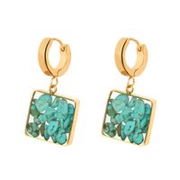 Sweet Simple Style Square Stainless Steel Natural Stone Epoxy Plating Gold Plated Earrings Necklace main image 6