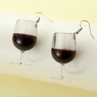 1 Pair Elegant Wine Glass Stainless Steel Plastic Drop Earrings sku image 1