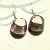 1 Pair Elegant Wine Glass Stainless Steel Plastic Drop Earrings main image 6
