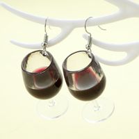 1 Pair Elegant Wine Glass Stainless Steel Plastic Drop Earrings main image 4