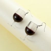 1 Pair Elegant Wine Glass Stainless Steel Plastic Drop Earrings main image 5
