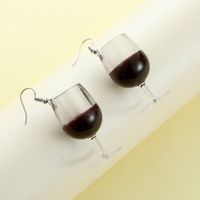 1 Pair Elegant Wine Glass Stainless Steel Plastic Drop Earrings main image 3