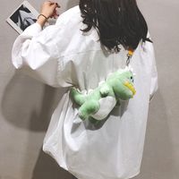 Women's Small Plush Dinosaur Cute Zipper Shoulder Bag Phone Wallets Crossbody Bag sku image 1