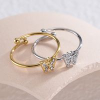 Simple Style Classic Style Butterfly Stainless Steel Plating Inlay Rhinestones 14k Gold Plated Open Rings main image 2