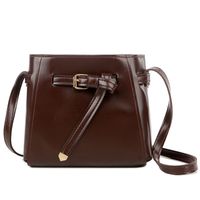 Women's Medium Pu Leather Solid Color Vintage Style Square Zipper Crossbody Bag sku image 3