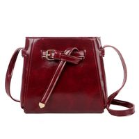 Women's Medium Pu Leather Solid Color Vintage Style Square Zipper Crossbody Bag sku image 1