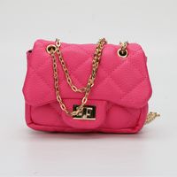 Women's Small Pu Leather Solid Color Streetwear Square Lock Clasp Crossbody Bag sku image 4