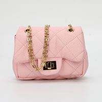 Women's Small Pu Leather Solid Color Streetwear Square Lock Clasp Crossbody Bag sku image 6