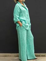 Women's Casual Solid Color Cotton Pants Sets main image 2