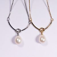 1 Piece Lady Solid Color Freshwater Pearl Copper Pendant Necklace main image 1