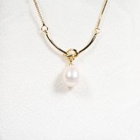 1 Piece Lady Solid Color Freshwater Pearl Copper Pendant Necklace sku image 1