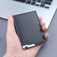 Men's Solid Color Pu Leather Open Card Holders sku image 3