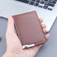 Men's Solid Color Pu Leather Open Card Holders sku image 4