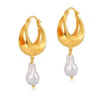 1 Pair Baroque Style C Shape Geometric Flower Plating Imitation Pearl Copper 18k Gold Plated Drop Earrings sku image 14
