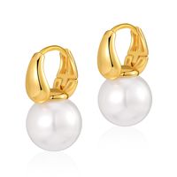 1 Pair Baroque Style C Shape Geometric Flower Plating Imitation Pearl Copper 18k Gold Plated Drop Earrings sku image 2