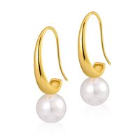 1 Pair Baroque Style C Shape Geometric Flower Plating Imitation Pearl Copper 18k Gold Plated Drop Earrings sku image 1