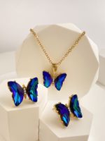 Wholesale Jewelry Glam Luxurious Butterfly Alloy Artificial Gemstones Inlay Earrings Necklace main image 5