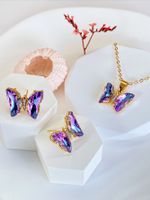 Wholesale Jewelry Glam Luxurious Butterfly Alloy Artificial Gemstones Inlay Earrings Necklace main image 1