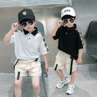 Fashion Color Block Button Cotton Boys Clothing Sets main image 8