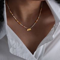 Beach Star Rectangle Titanium Steel Plating Inlay Zircon 18k Gold Plated Necklace main image 4
