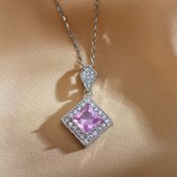 Simple Style Square Copper Inlay Zircon Pendant Necklace main image 4