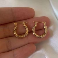 1 Pair Modern Style U Shape Plating Titanium Steel 18k Gold Plated Hoop Earrings main image 4