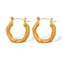 1 Pair Modern Style U Shape Plating Titanium Steel 18k Gold Plated Hoop Earrings main image 2