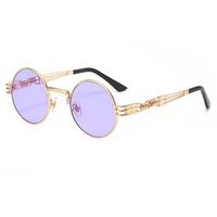 Casual Retro Solid Color Ac Round Frame Full Frame Women's Sunglasses sku image 15