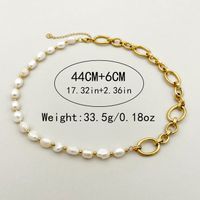 Wholesale Jewelry Simple Style Classic Style Oval 304 Stainless Steel Pearl Gold Plated Plating Necklace main image 2