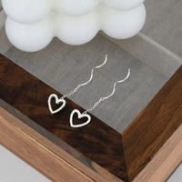 1 Pair Elegant Simple Style Heart Shape Plating Sterling Silver Drop Earrings main image 5
