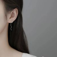 1 Pair Elegant Simple Style Heart Shape Plating Sterling Silver Drop Earrings main image 6