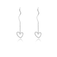 1 Pair Elegant Simple Style Heart Shape Plating Sterling Silver Drop Earrings main image 2