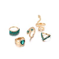 Punk Estilo De Moda Forma De Corazón Serpiente Aleación Enchapado Embutido Piedras Preciosas Artificiales Mujeres Anillos main image 4