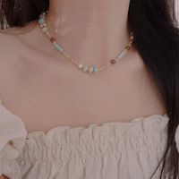 Artistic Irregular Heart Shape Beaded Natural Stone Freshwater Pearl Wholesale Necklace main image 4