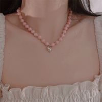 Artistic Irregular Heart Shape Beaded Natural Stone Freshwater Pearl Wholesale Necklace main image 3