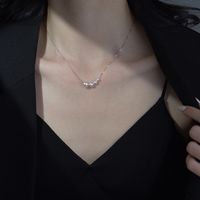 Elegant Simple Style Round Artificial Pearl Sterling Silver Necklace In Bulk sku image 1