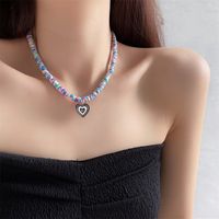 Sweet Heart Shape Alloy Rubber Wholesale Pendant Necklace main image 5