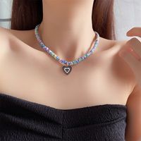 Sweet Heart Shape Alloy Rubber Wholesale Pendant Necklace main image 4