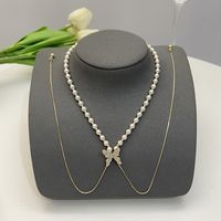 Elegant Flower Artificial Diamond Artificial Pearl Wholesale Pendant Necklace sku image 29