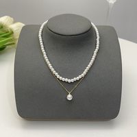 Elegant Flower Artificial Diamond Artificial Pearl Wholesale Pendant Necklace sku image 5