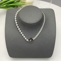 Elegant Flower Artificial Diamond Artificial Pearl Wholesale Pendant Necklace sku image 19