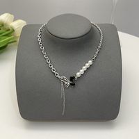 Elegant Flower Artificial Diamond Artificial Pearl Wholesale Pendant Necklace sku image 1