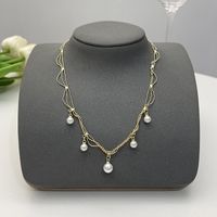 Elegant Flower Artificial Diamond Artificial Pearl Wholesale Pendant Necklace sku image 25